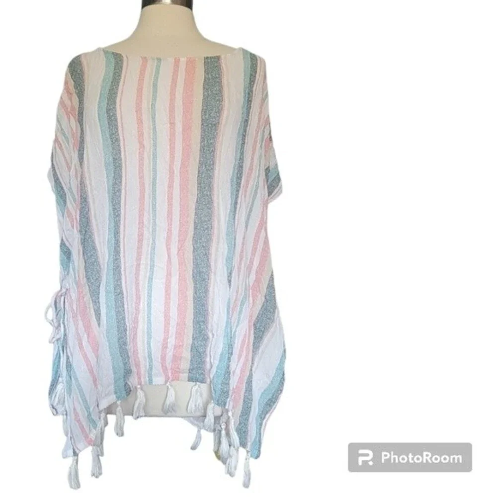 Roxy Make Your Soul Striped Poncho Cover-Up - S